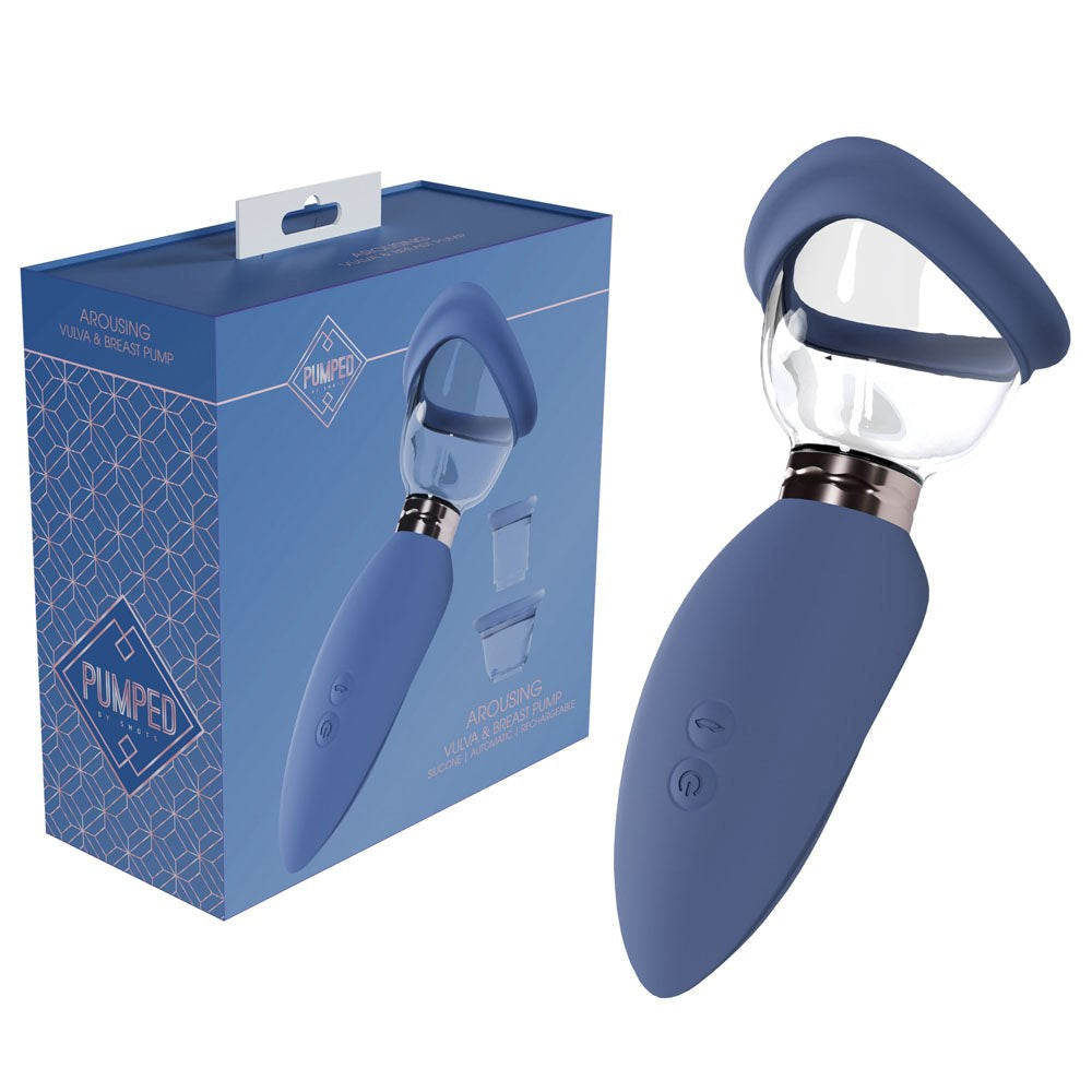 Shots Toys PUMPED Arousing Auto USB Rechargeable Ladies Pump Blue - Pussy And Clit Toys