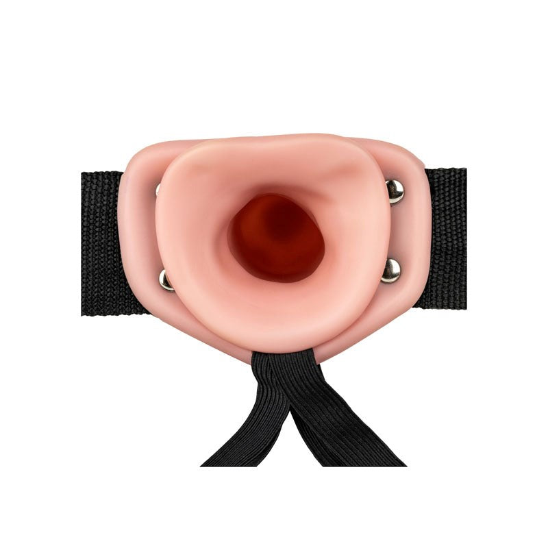 Shots Toys REALROCK Vibrating Hollow Strap On Dildo Flesh - Strap On Sextoys