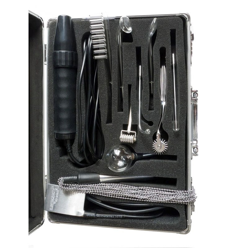 The Stockroom KinkLab Agent Noir Neon Wand 11 Piece E-Stimulation Kit - Electro Sex