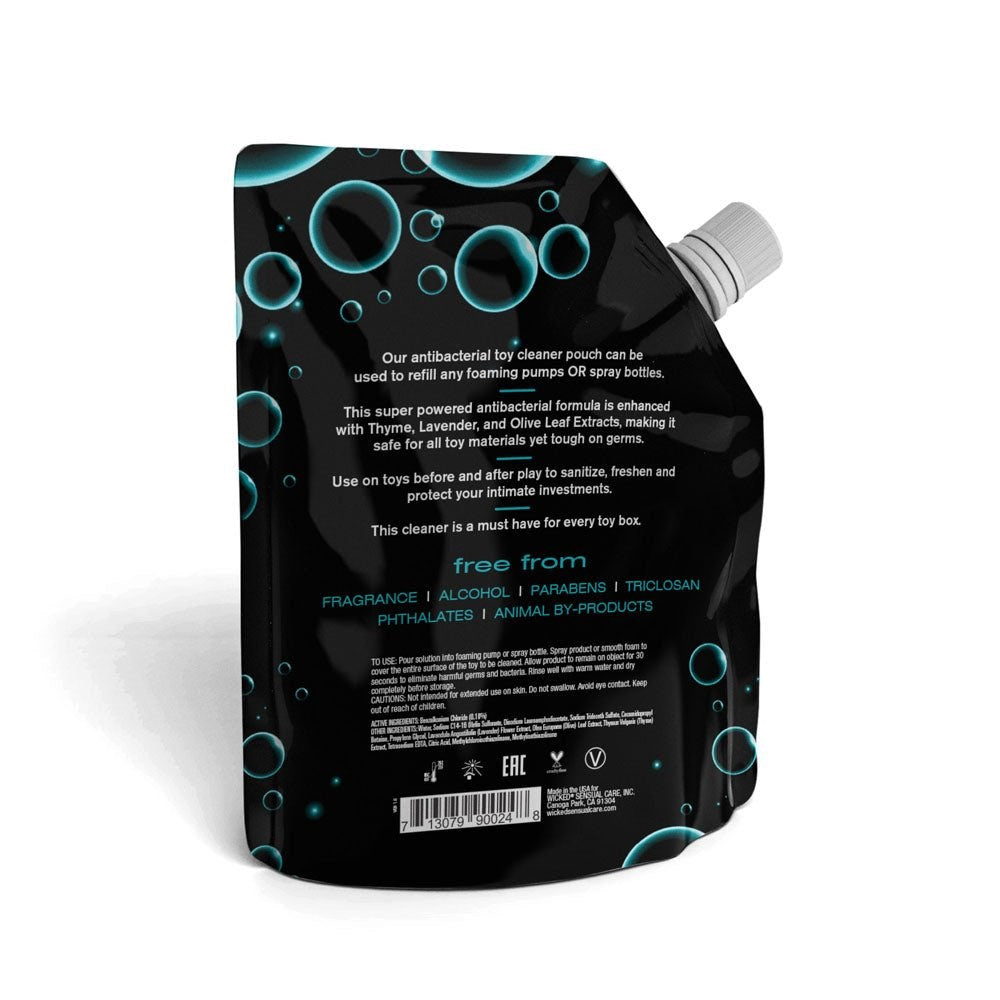 Wicked Foaming and Spray Unscented Antibacterial Toy Cleaner Refill 710ml Pouch - Adult Toy Cleaner
