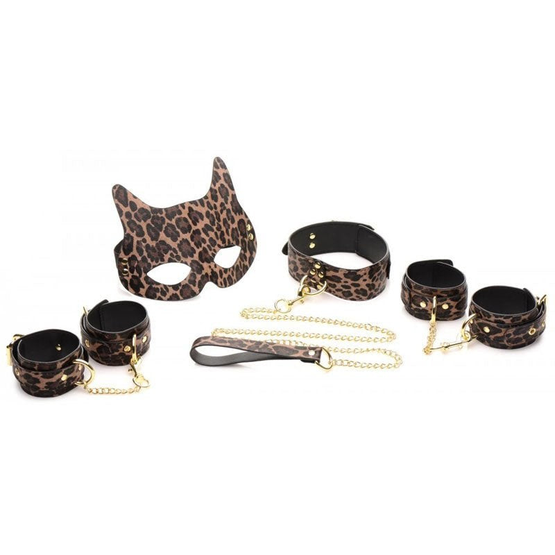 XR Brands Master Series Wild Sex Leopard Coloured 7 Piece Bondage Set - Bondage Kits