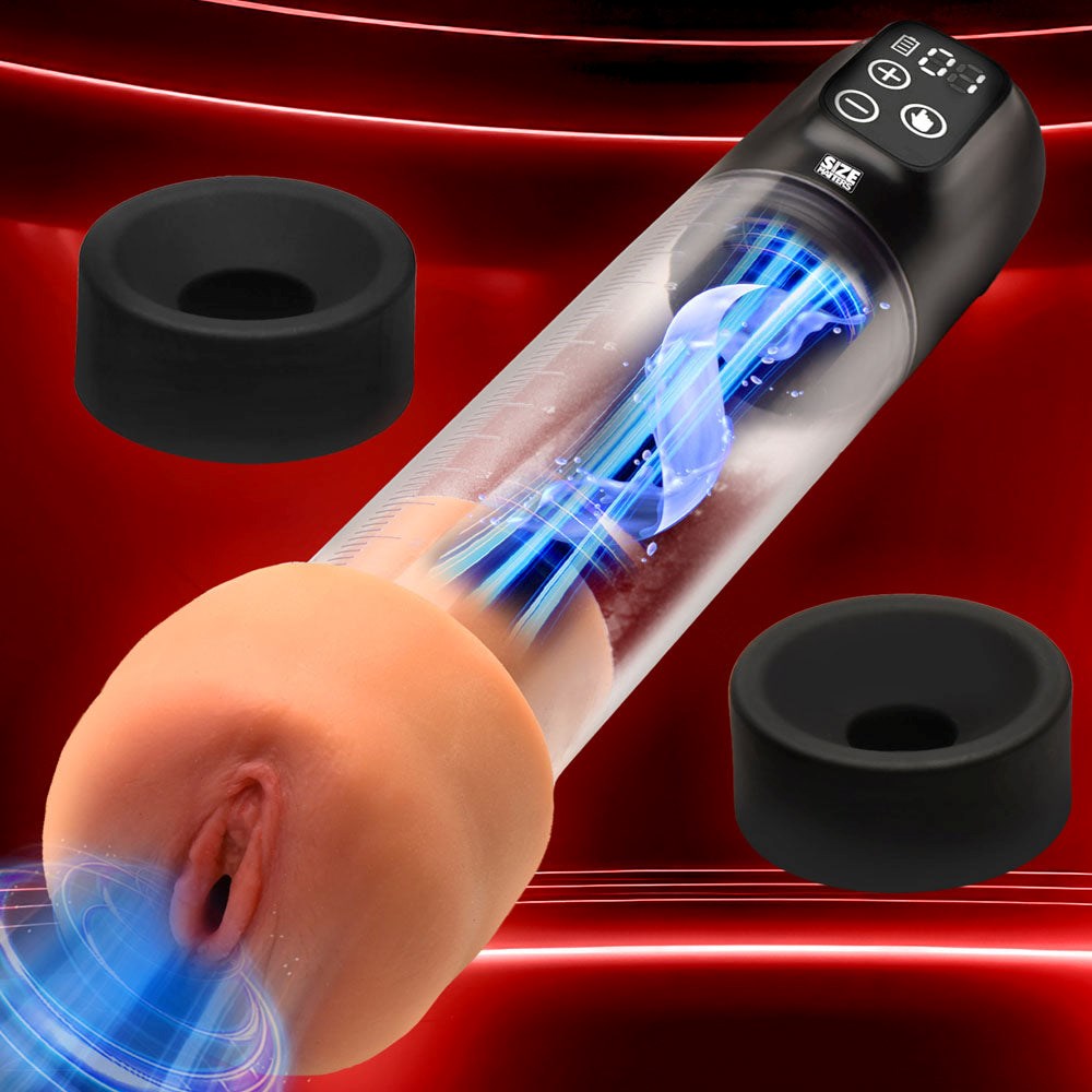 XR Brands Size Matters Sucking and USB Rechargeable Penis Pump Clear - Penis Pumps And Stretchers