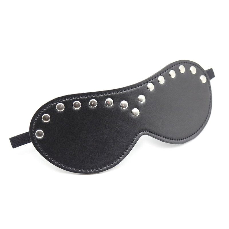 BDStyle Leather Blindfold Silver Stud - Blindfolds And Masks