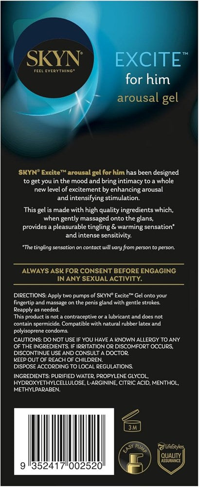 SKYN Excite Arousal Gel For Him by Ansell - Delay and Excite Sprays