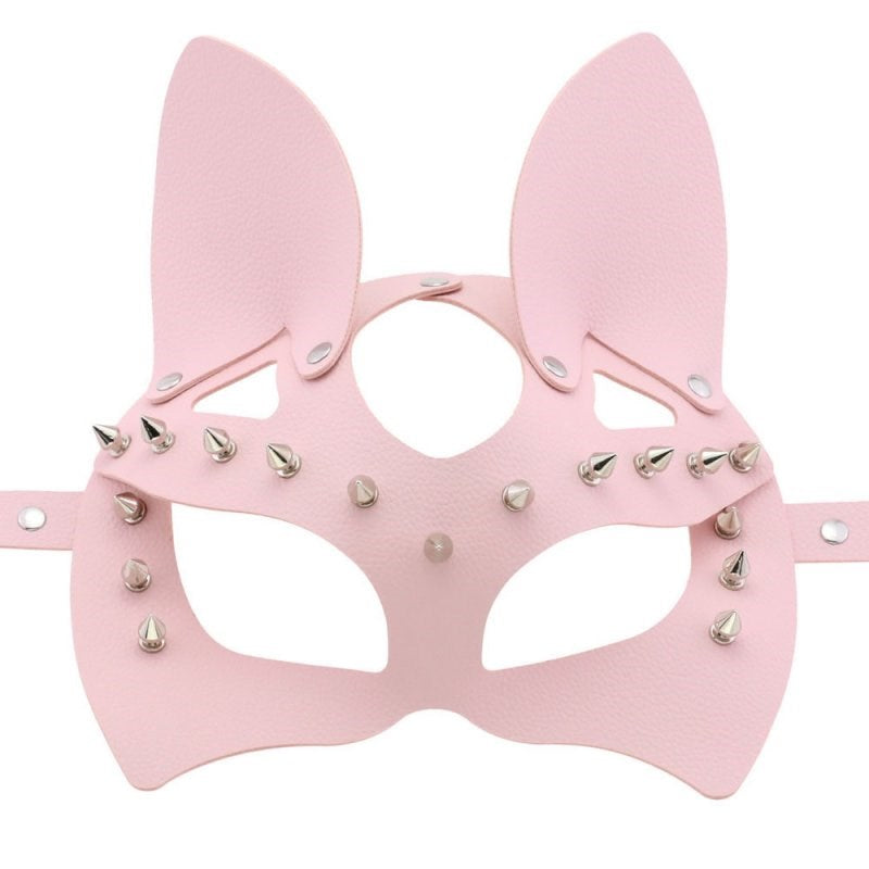 BDStyle Faux Leather Rivet Spike Mask - Blindfolds And Masks