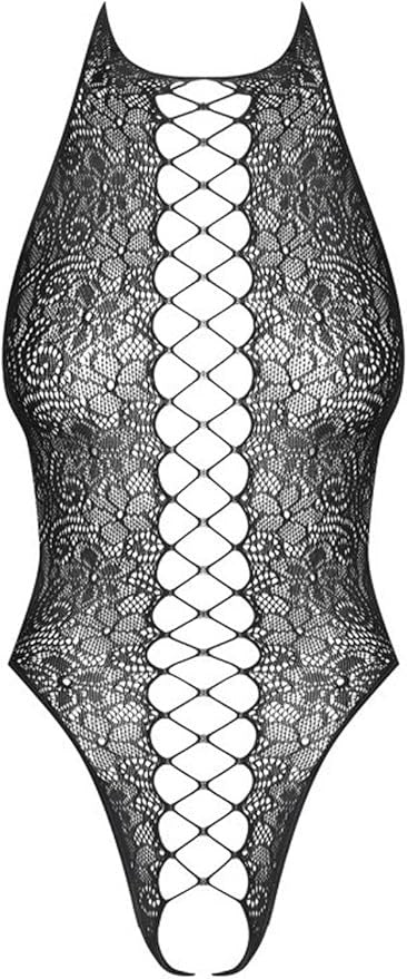 Open Crotch Center Stitch Halter Teddy by Obsessive - Teddies and Bodysuits