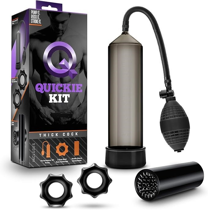 Quickie Kit Thick Cock Penis Pump Set Black - Penis Pumps And Stretchers