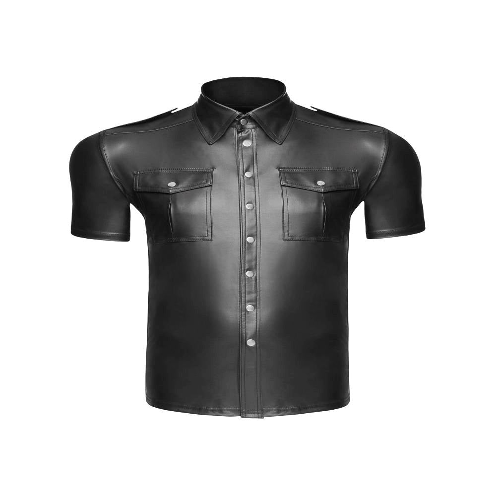 Noir Handmade Mens Sexy And Elegant Shirt With Front Pockets - His Fetish