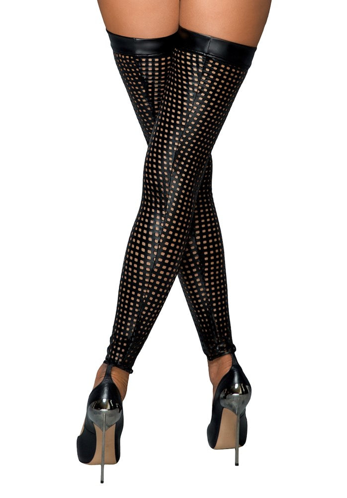 Noir Handmade Ladies Lasercut Stockings - Her Fetish
