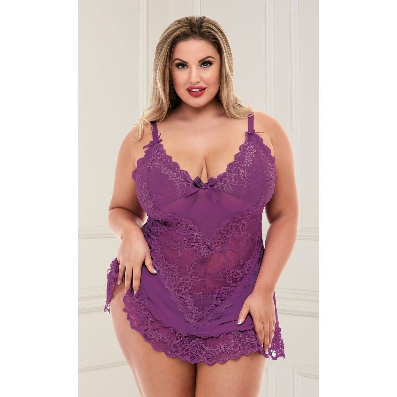 Baci Lingerie Mini Lace Sexy Womens Chemise - Babydolls and Chemises