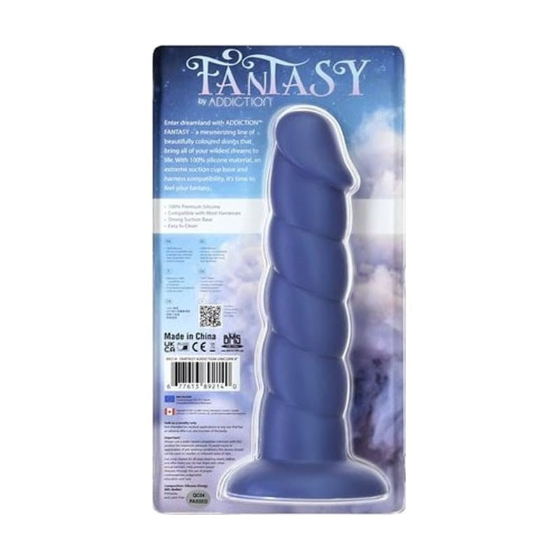 Addiction Unicorn Realistic Dildo 8 Inch Blue - Realistic Dildos