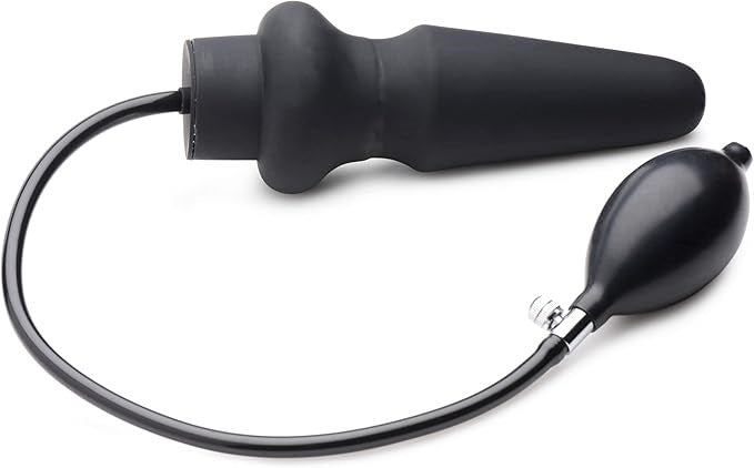 Master Series Ass Pand Large Inflatable Silicone Butt Plug Black - Butt Plugs