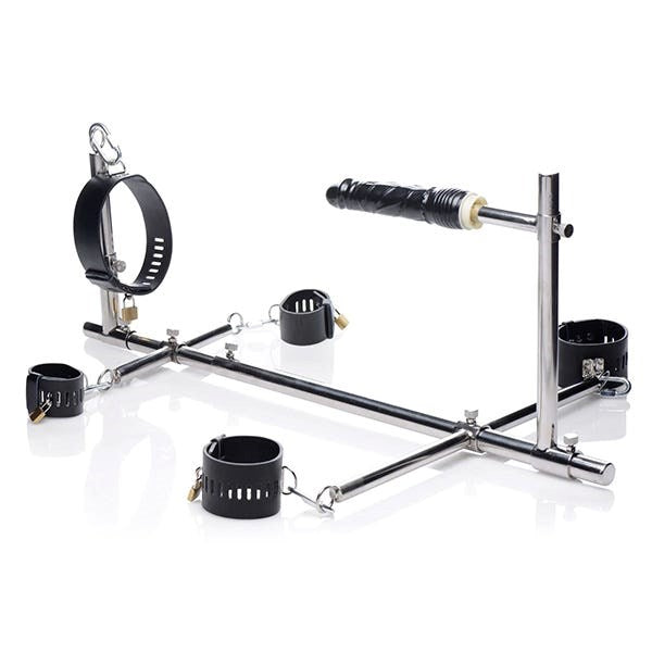 Master Series Imprisoned Metal Stockade With Dildo - Sex Furniture
