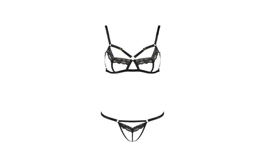 Passion Lingerie Solon Bra & Panty Set 2 Piece Black - Bras and Bra Sets