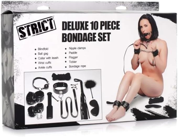 Strict Deluxe Bondage Set 10 Piece Black - Bondage Kits