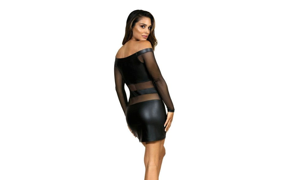 Axami Lingerie Off The Shoulder Mesh Panel Sexy Dress Black - Skirts And Club Wear