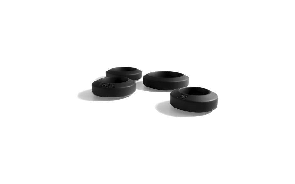 Brutus Big Bulge Silicone Cock Ring Set 4 Piece Black - Cock Ring Sets