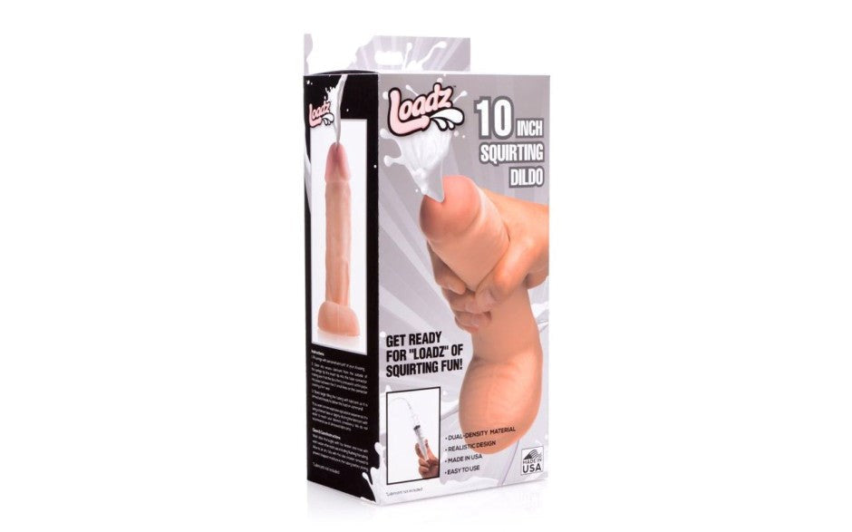 Loadz Ultra Lifelike Dual Density Squirting Dildo With Syringe 10 Inch - Realistic Dildos