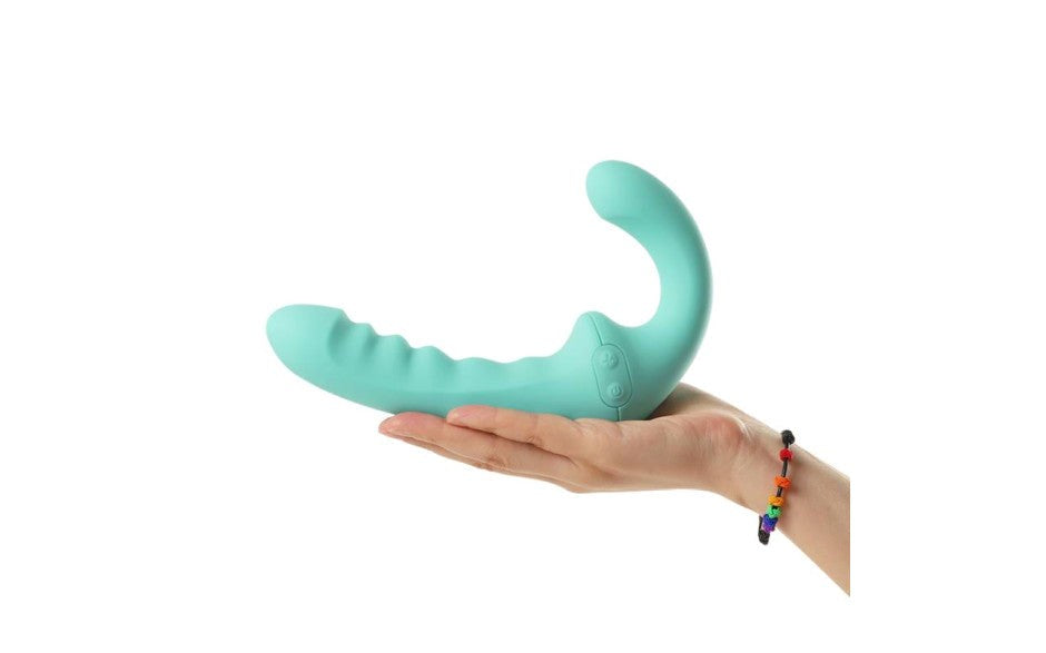 Arosum VibraTwin Remote Control Rechargeable Come Hither Strapless Strap On - Strap On Sextoys