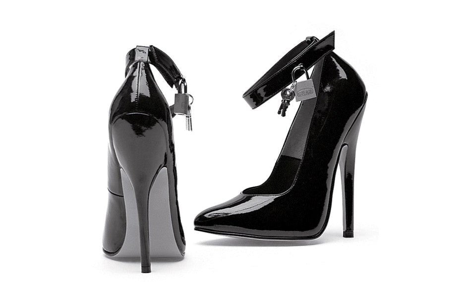 Ellie Shoes 6 Inch Fetish Pump With Lock and Key Black - Womens Footwear