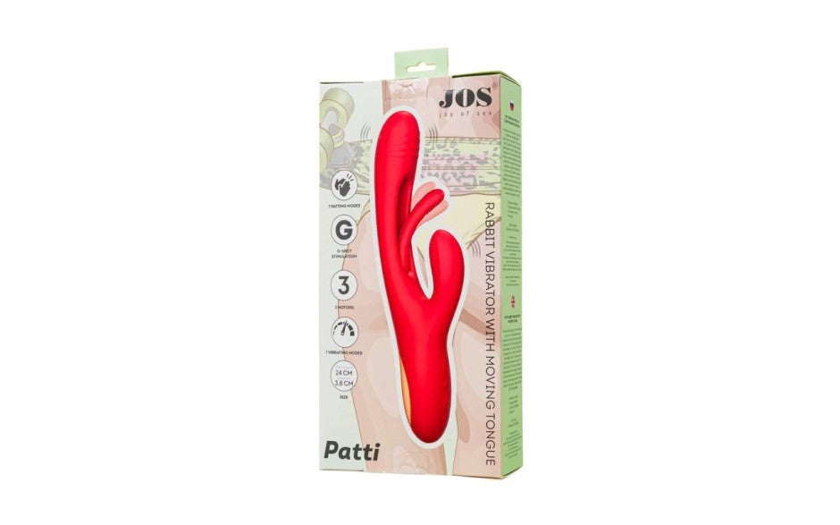 JOS Patti Moving Tongue Multi Function Rabbit Vibrator Red - Rabbit Vibrators