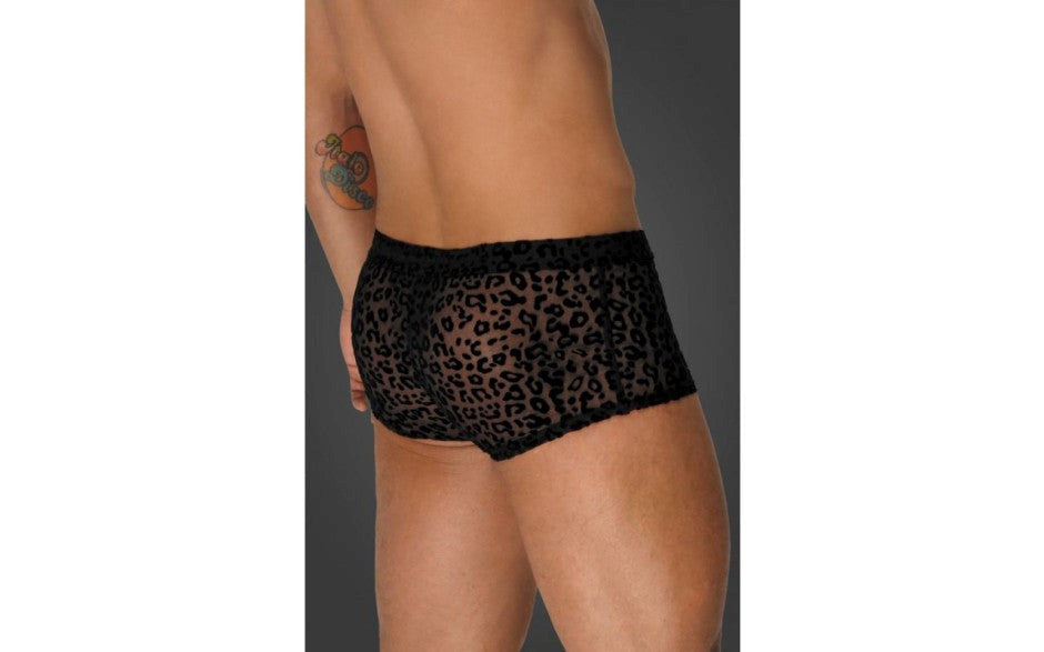 Noir Handmade Mens Leopard Flock Short Shorts - His Fetish