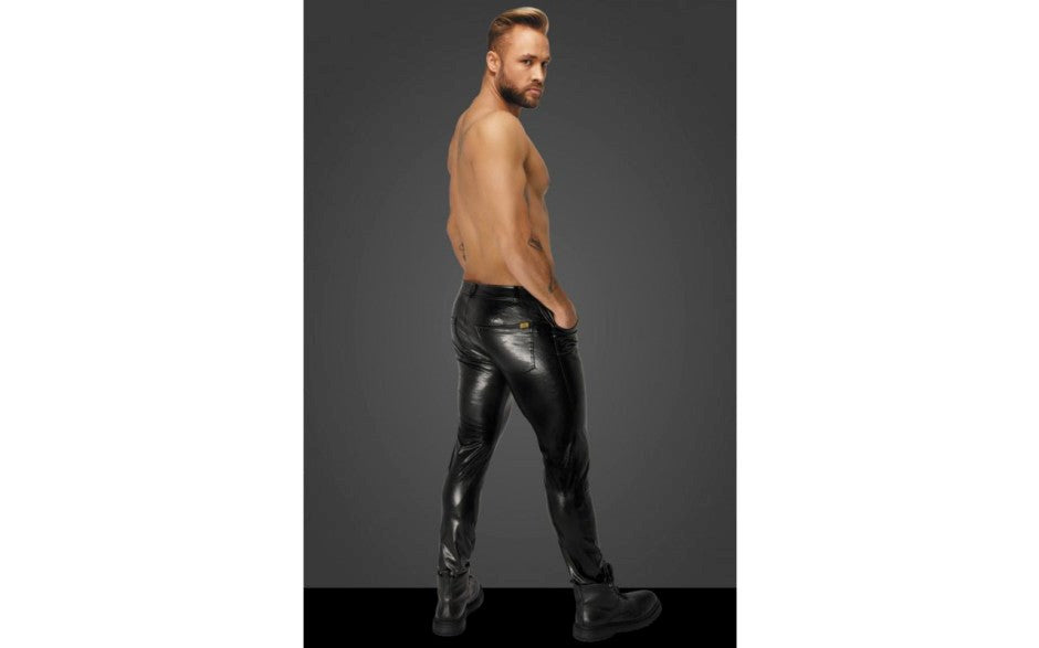 Noir Handmade Snake Wetlook Long Pants with Back Pockets Black - His Fetish