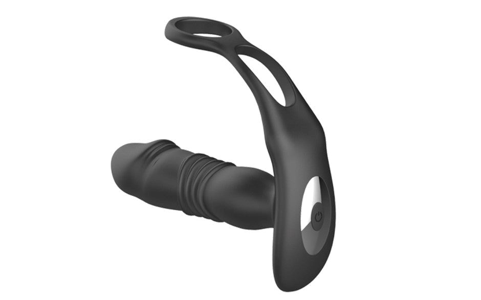 X MEN Thrusting Silicone Butt Plug With Cock Ring & Remote - Butt Plugs