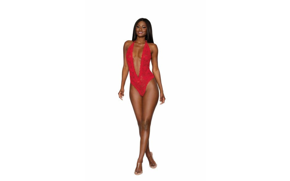 Dreamgirl Lingerie Heart Back Deep V-Neck Womens Sexy Teddy - Teddies and Bodysuits