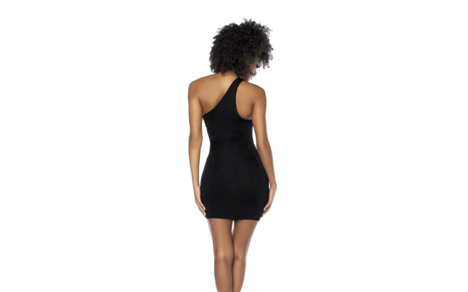 Mapale Asymmetrical Womens Cut Out Dress With Ring Details Black - Skirts And Club Wear