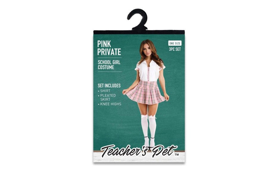 Teachers Pet 3 Piece Pink Private School Girl Costume - Fancy Dress Ups