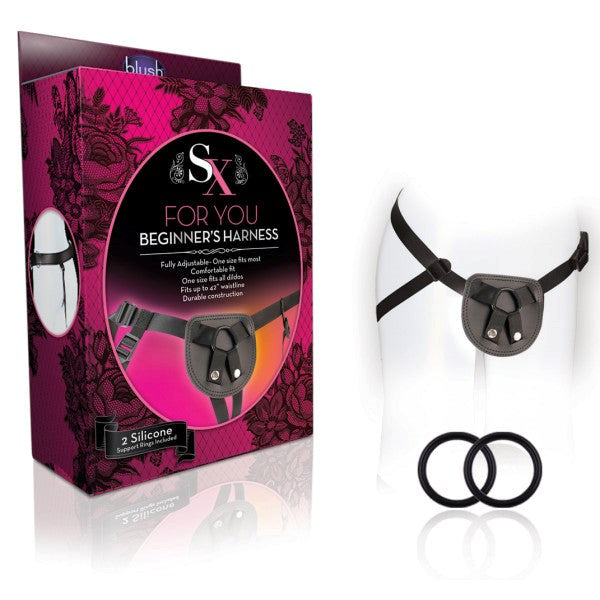 Blush Novelties SX For You Adjustable Strap On Harness Black - Strap On Sextoys