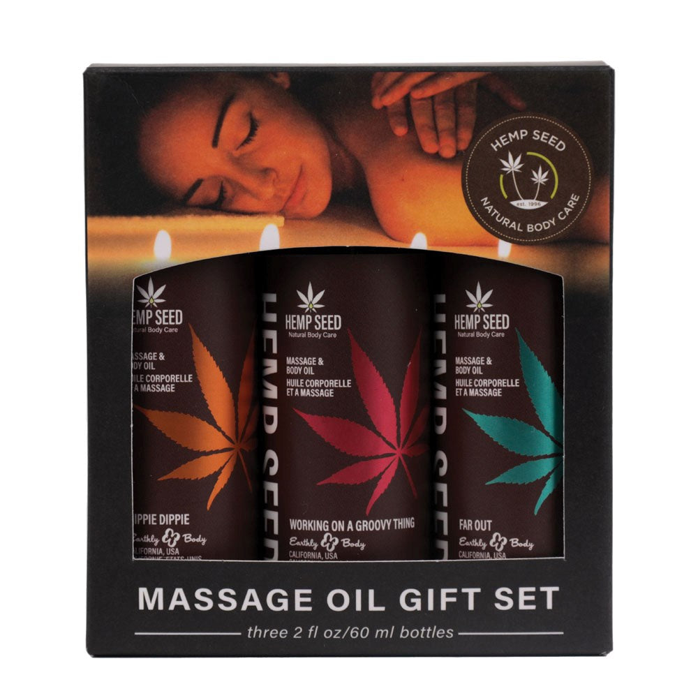 Earthly Body Hemp Seed Summer Scented Massage Oil Trio Gift Set 59ml - Massage Oils and Lubricants