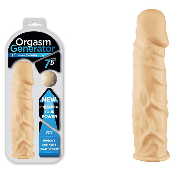Excellent Power Orgasm Generator Vibrating Penis Extension Sleeve Flesh - Penis Sleeves and Extenders