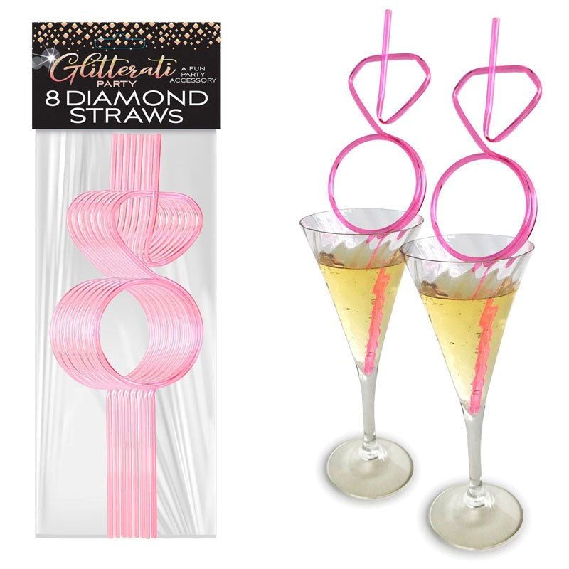 Little Genie Glitterati Hens Party Novelty Diamond Straw Set of 8 - Party Gifts and Novelties