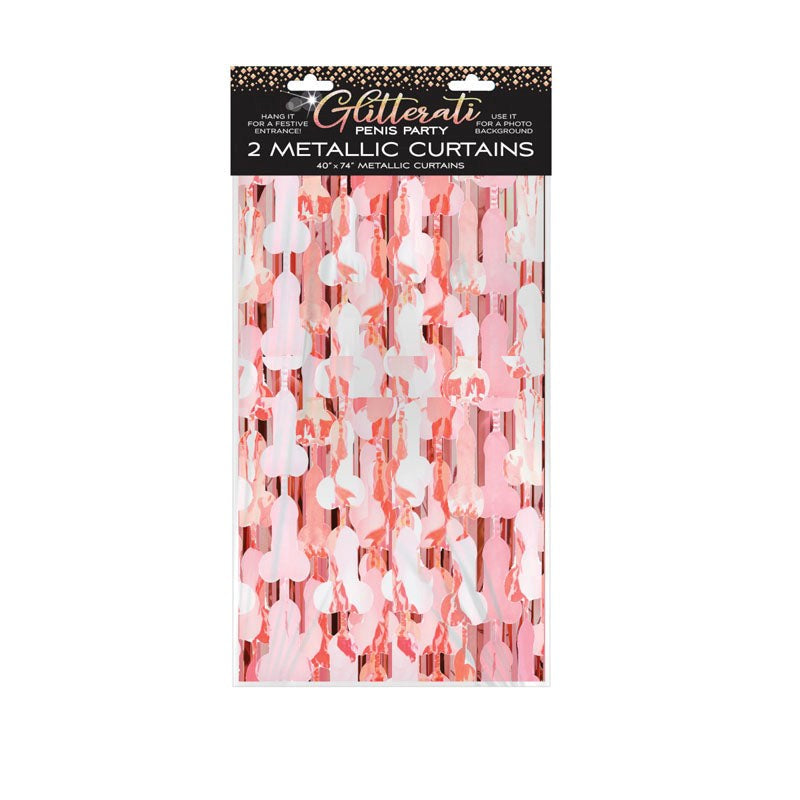 Little Genie Glitterati Novelty Party Penis Foil Curtains 2 Pack - Party Gifts and Novelties