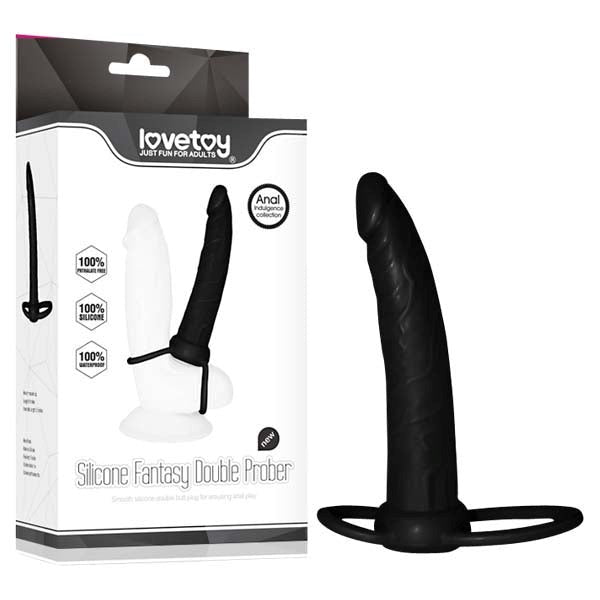 Lovetoy Anal Indulgence Collection Silicone Fantasy Double Prober Black - Anal Dildos