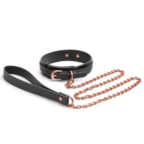 NS Novelties Bondage Couture Collar & Leash Black - Collars and Leads