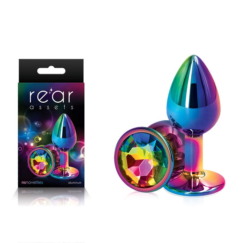 NS Novelties Rear Assets Multi Coloured Gem Base Metal Butt Plug Small - Butt Plugs