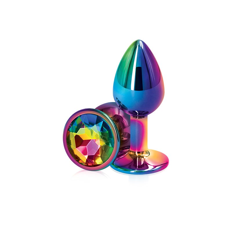 NS Novelties Rear Assets Multi Coloured Gem Base Metal Butt Plug Small - Butt Plugs