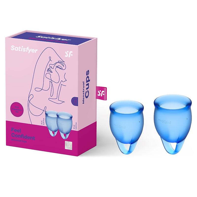 Satisfyer Feel Confident Silicone Menstrual Cups Set of 2 Dark Blue - Menstrual Cups