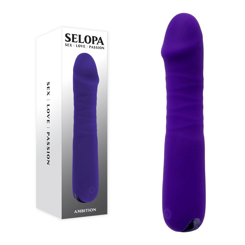 Selopa AMBITION Rechargeable Thrusting Dildo Vibrator Purple - Vibrating Dildos