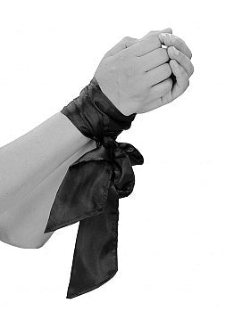Shots Toys OUCH Black & White Bondage Silky Ribbon - Cuffs And Restraints
