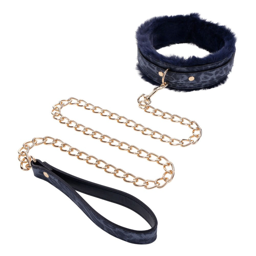 Cougar Fur Bondage Collar & Leash by Sportsheets - Collars and Leads