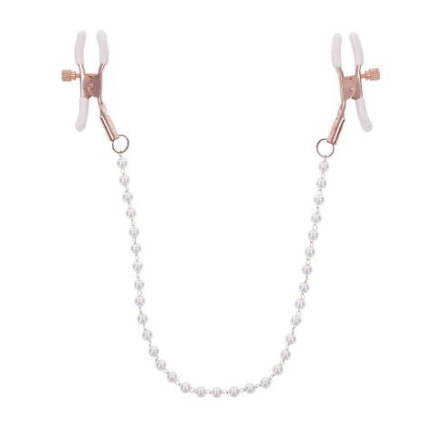Sportsheets Sex & Mischief Peaches N CreaMe Pearl Nipple Clamps - Nipple and Clit Clamps