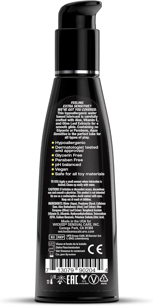 Wicked Aqua Sensitive Water Based Lubricant 240ml - Water Based Lubes