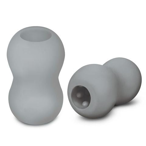 Zolo Grey Mini Double Bubble Male Stroker Sleeve Grey - Masturbators and Strokers