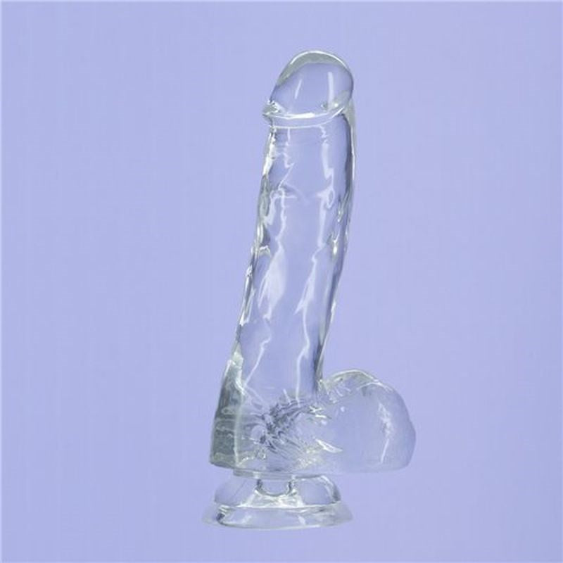 Addiction Crystal Realistic Dildo With Balls Clear - Realistic Dildos