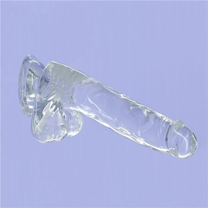 Addiction Crystal Realistic Dildo With Balls Clear - Realistic Dildos