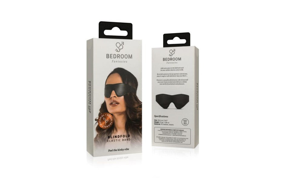 Bedroom Fantasies Faux Leather Blindfold Black - Masks And Blindfolds